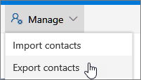 On the toolbar, select Manage and then Export contacts